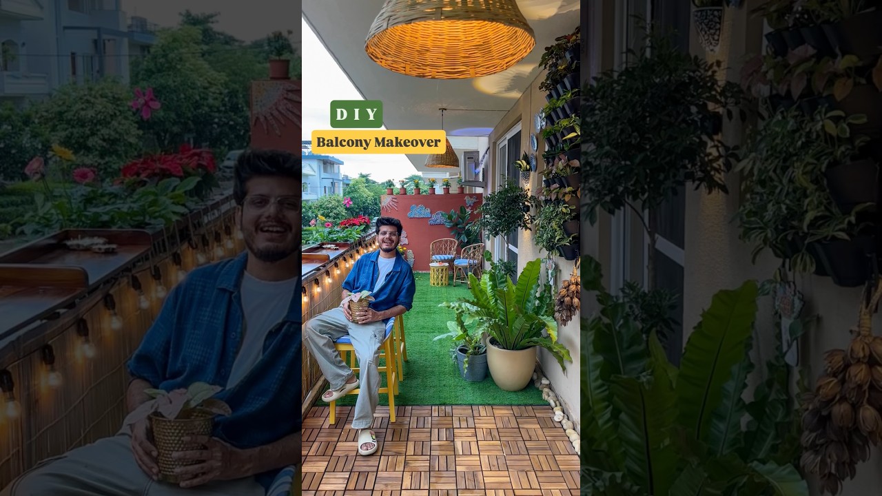DIY Balcony Makeover 🪴👨&zwj;🌾 #diyprojects #homeinterior #ytshortsindia