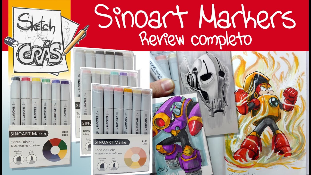 Sinoart Markers (marcadores) review e testes - Sketch Crás