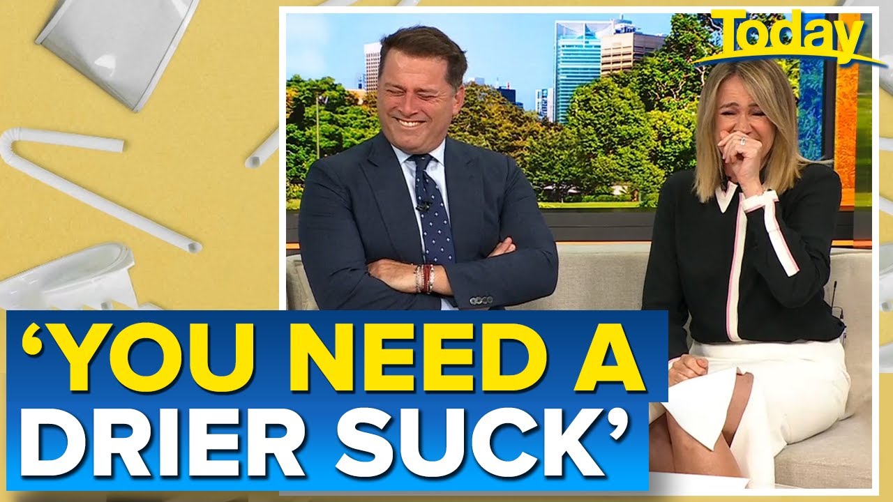 Questionable paper straw joke leaves Karl and Leila in stitches | Today Show Australia