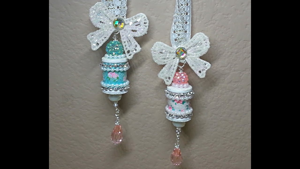 DIY~Make Sparkly Sugar Shabby Chic Spool Ornaments!