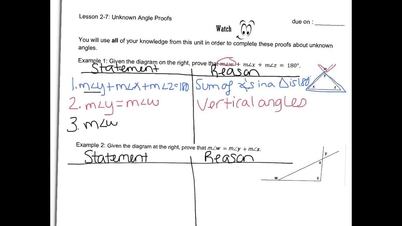 2-7 unknown angle proofs