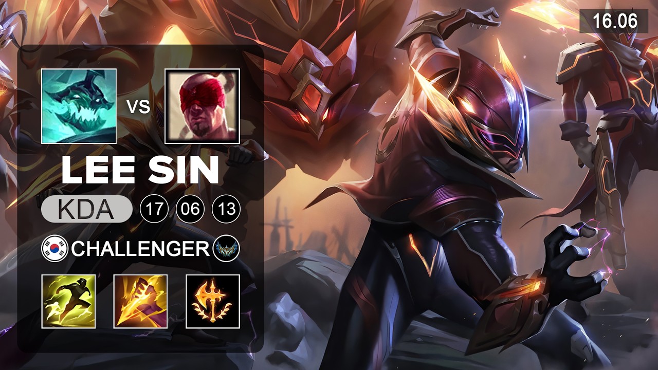 Lee Sin vs Hecarim Jungle - KR Challenger - Patch 16.06 Season 16