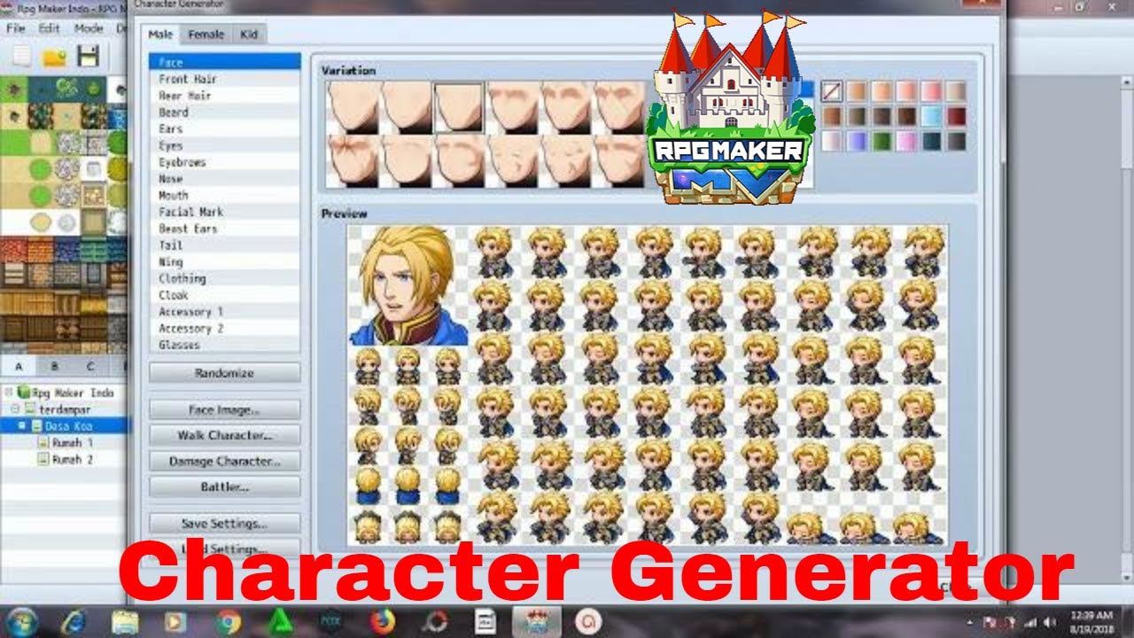 #Character Generator | Membuat karakter di RPG Maker MV | cara membuat game RPG | tutorial