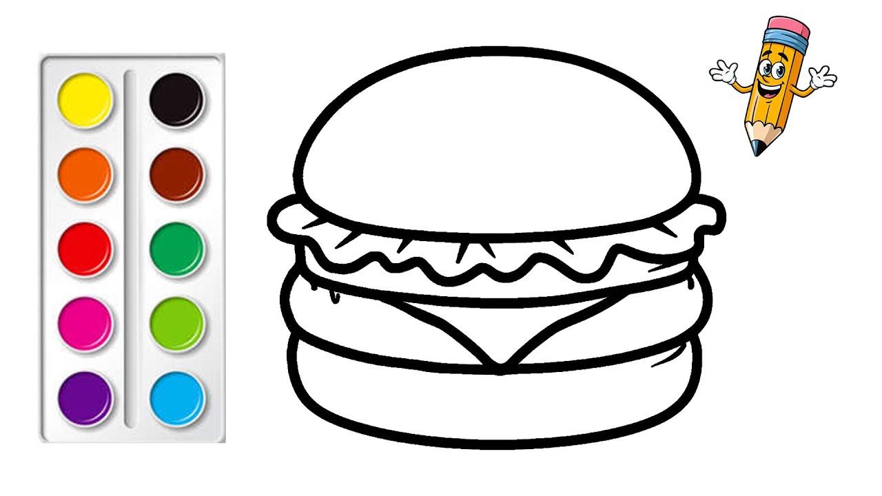 Tô Màu Bánh Hamberger | How to Color A Hamberger | Bé Tô Màu #62