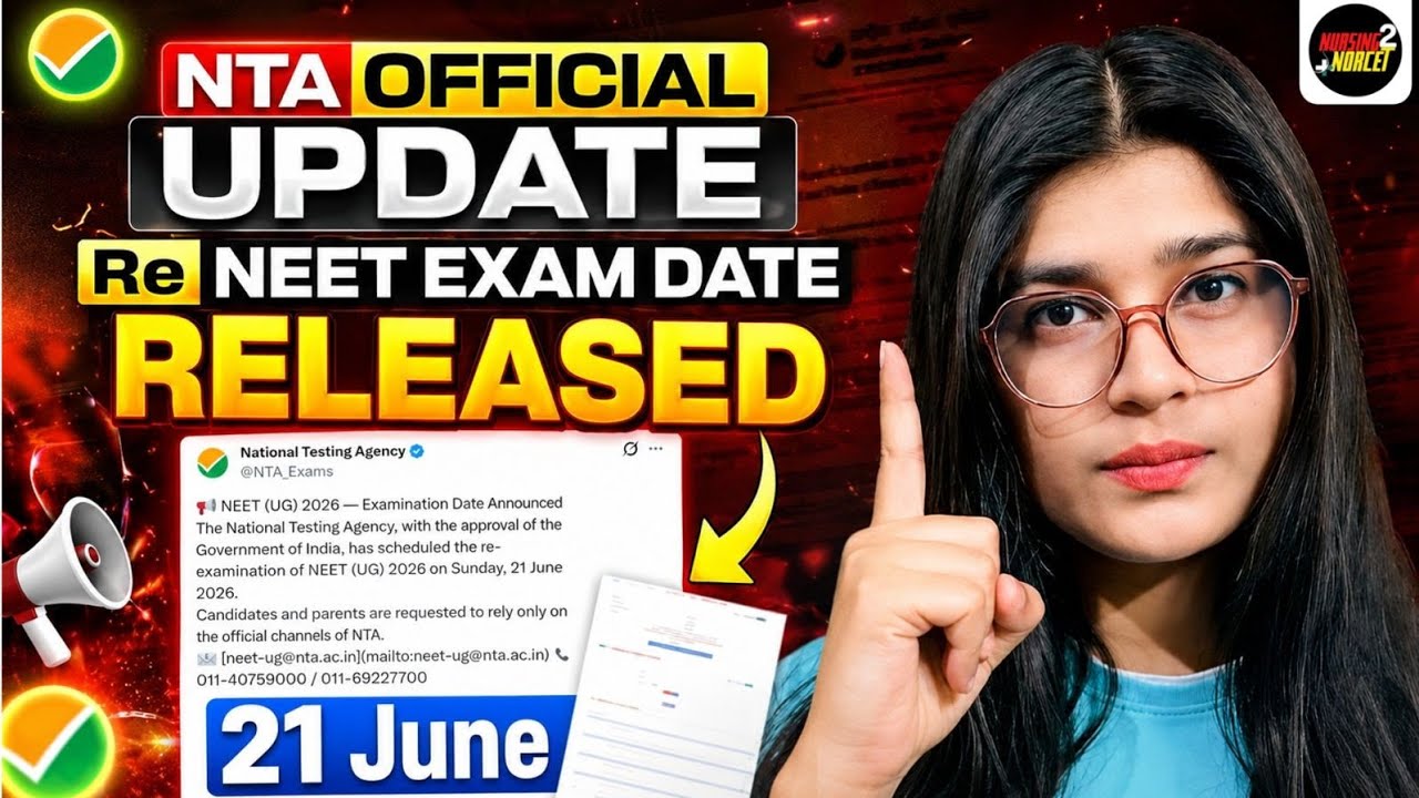 🚨 BIG UPDATE 😱NTA Official Notice Released 🔥RE-NEET 2026 Exam Date Announced | Full Details Out Now🔥