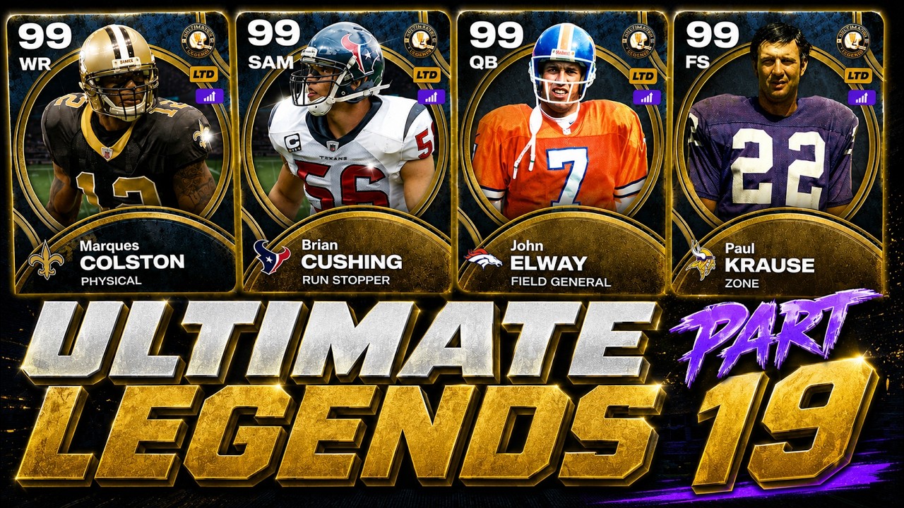 Ultimate Legends РЛ 19 Elway, Paul Krause, LTD Cushing, Marques Colston | Madden 26 Ultimate Team