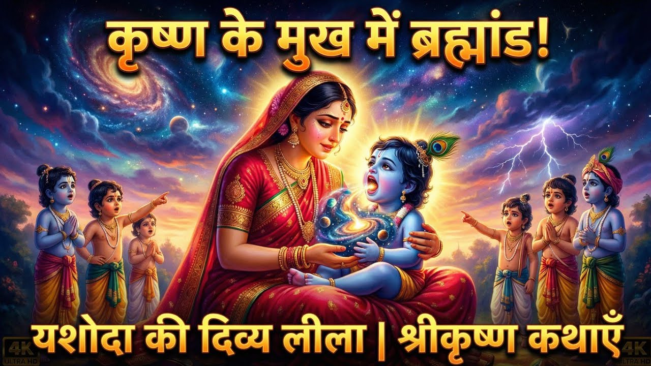 माँ यशोदा और कृष्ण की वो लीला, जिसमें दिखा अनंत ब्रह्मांड! 🌌💙 सुनकर रुला दे | Radhe Radhe 🌸🦚