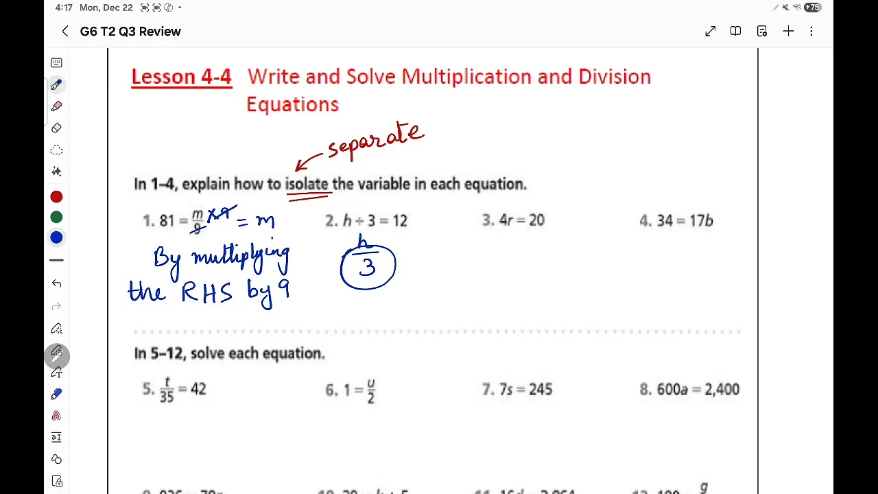 Solving equations and writing Inequalities 
