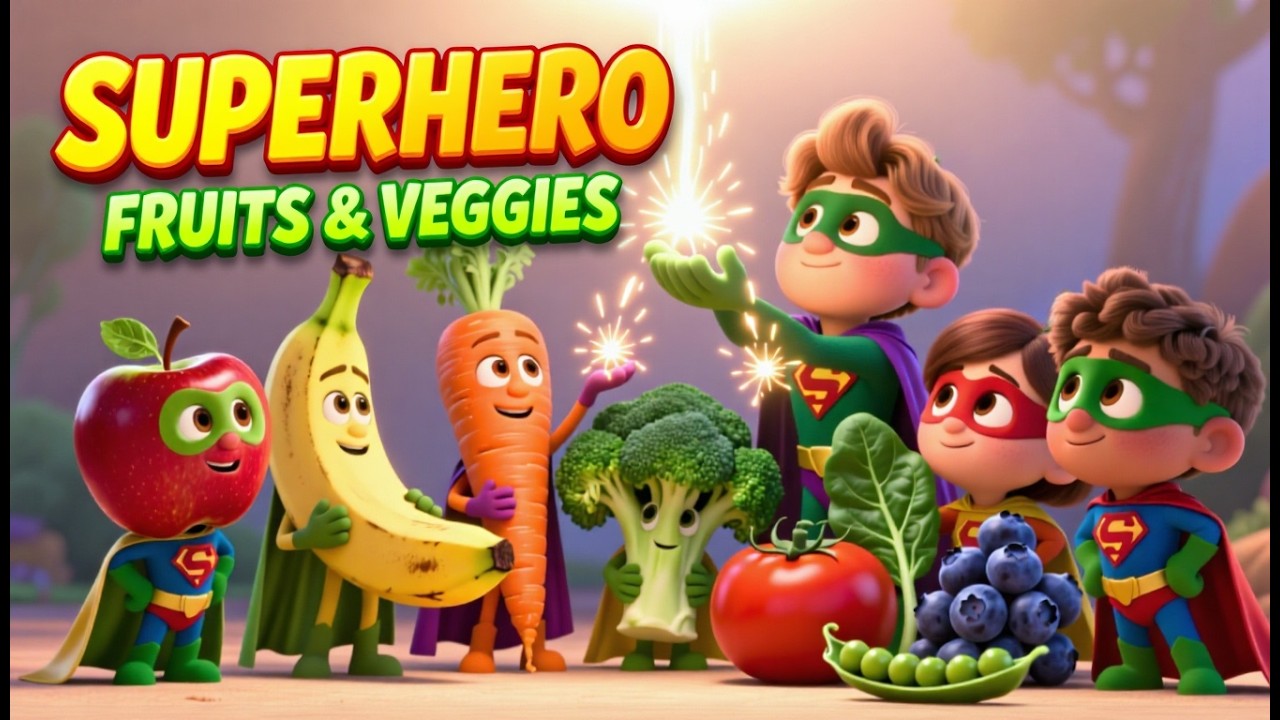 Superhero Fruits & Veggies 💪 | Healthy Eating Nursery Rhymes for Strong Kids