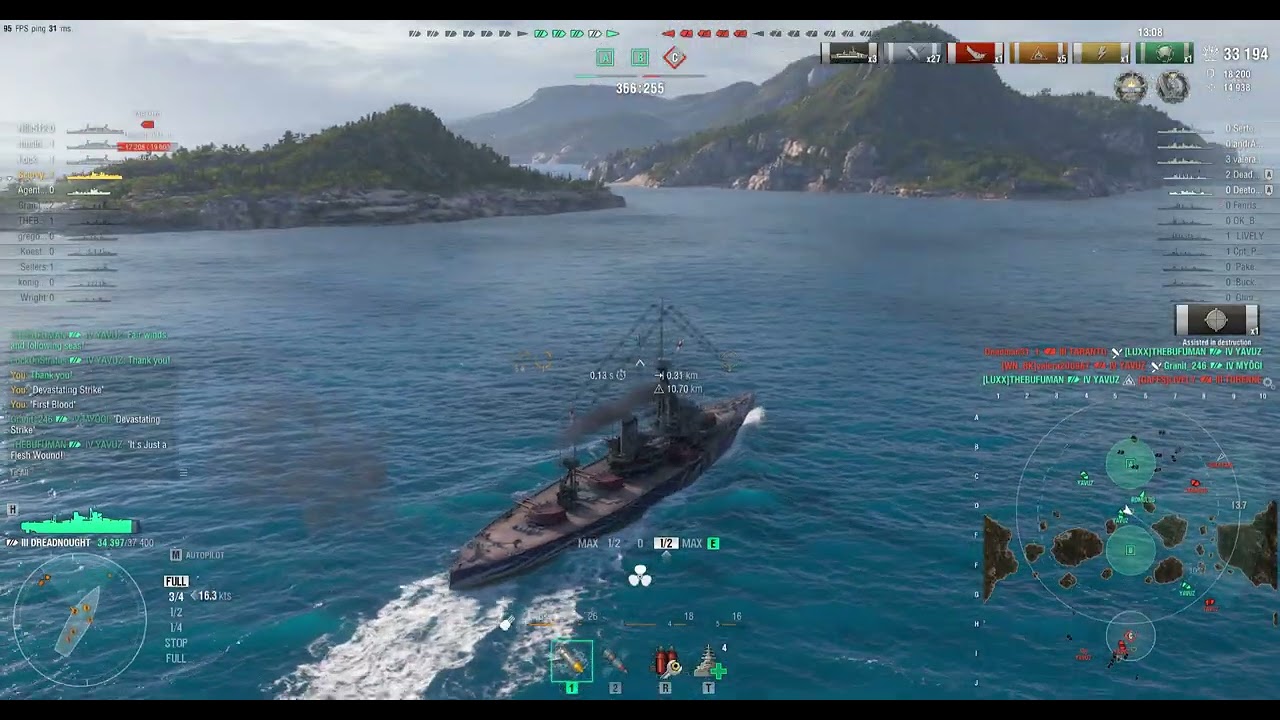 World of Warships 2026. Free Dreadnought! First Battle. Straight Map.