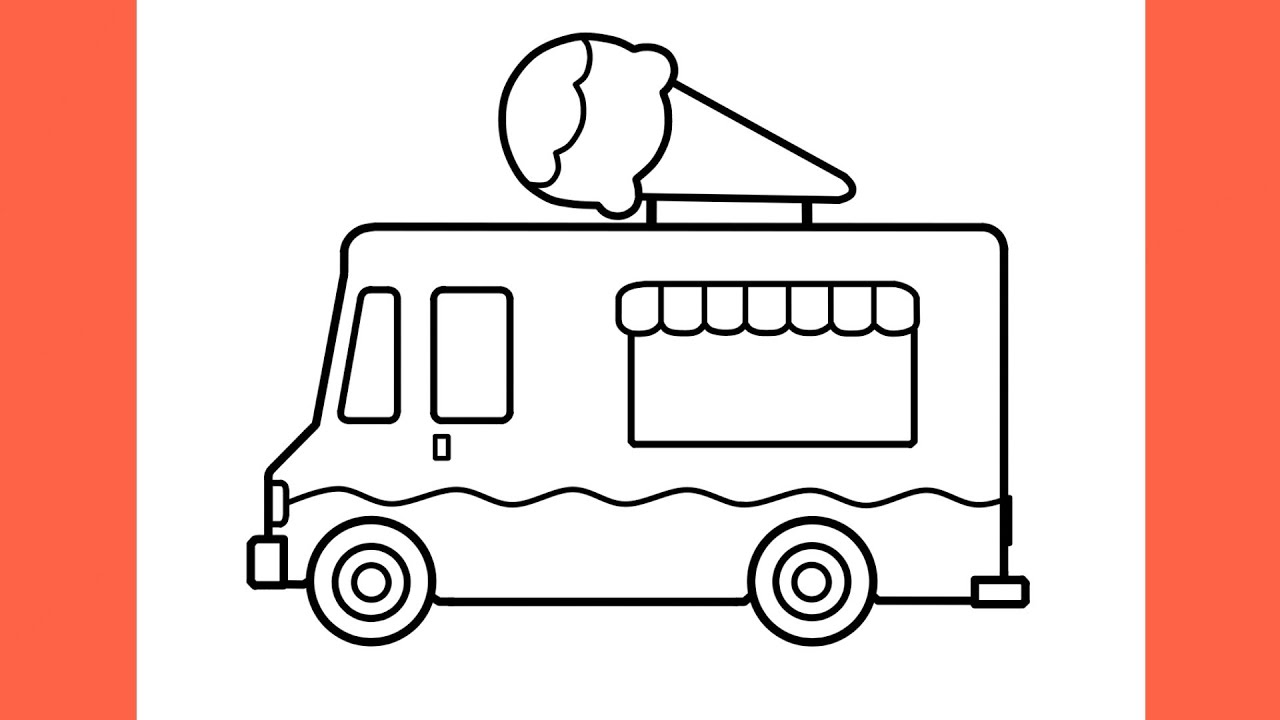 How to draw an ICE CREAM TRUCK easy / drawing ice cream car step by step