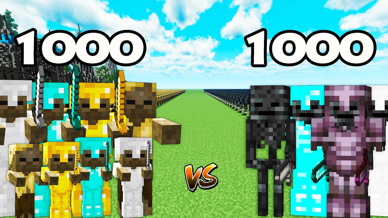 1000 Husk Vs 1000 Wither Skeletons | Minecraft
