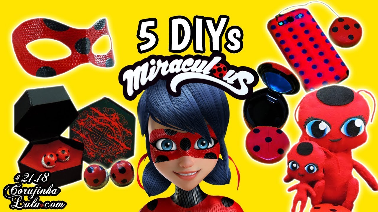 🐞 5 ideias de LADYBUG para fazer em casa - DIY Miraculous | Corujices da Lu
