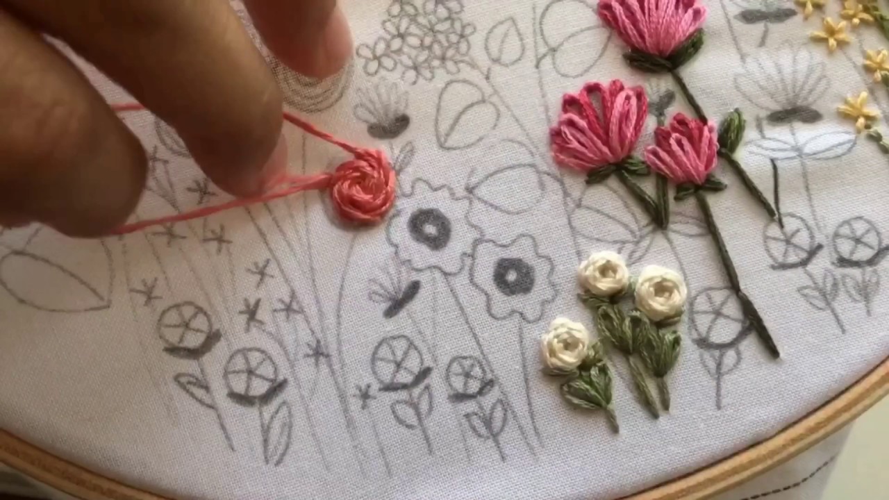 Stem Stitch Flower Rose Tutorial