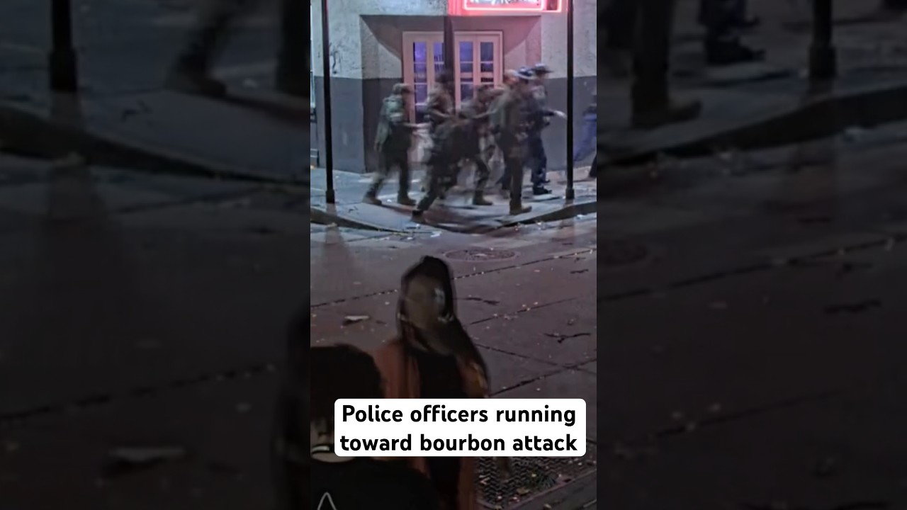 Raw video: Police officers running toward Bourbon St. attack #bourbonstreetattack #news