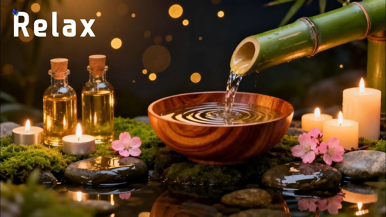 Relaxing Music + Bamboo Water Sounds 🌿 Ultimate Deep Sleep & Anxiety Relief Ambience - Nature Sounds