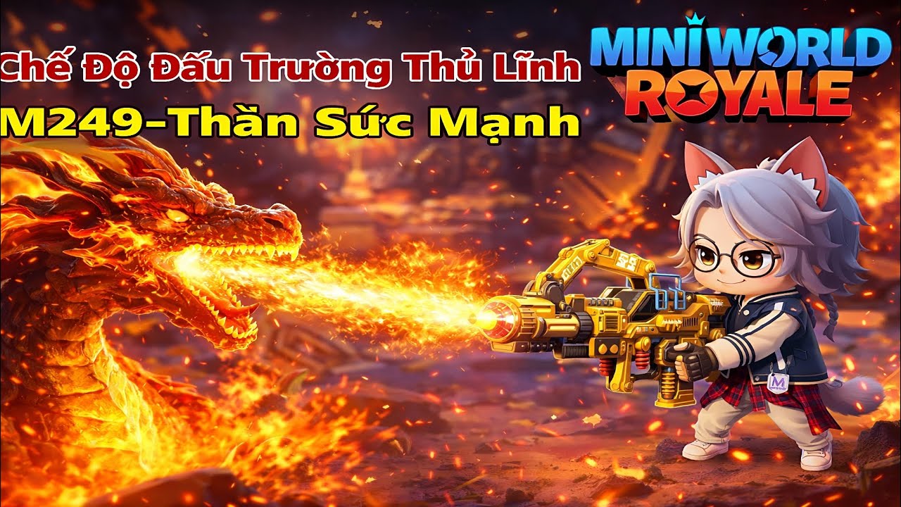 MiniWorld Royale|Chế Độ Đấu Trường Thủ Lĩnh|M249 Gây Dame Kìa 😬