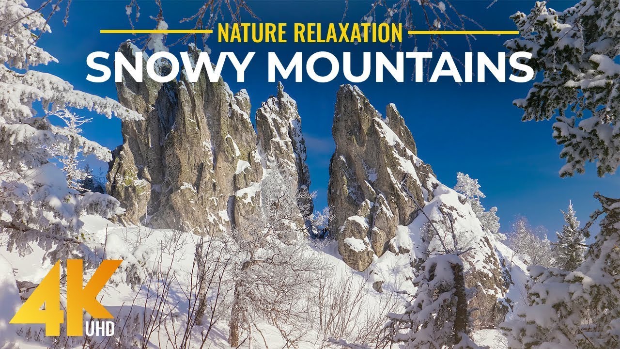 Beautiful Snowy Winter in Mountains With Relaxing sound - 4K Ambient Nature Film #relax #8k