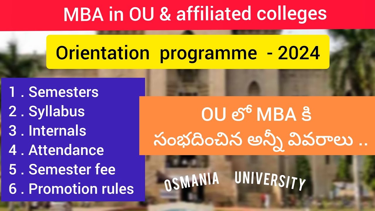 MBA in Osmania University - 2024 | MBA student guide | syllabus | attendance | fees ,promotion #mba