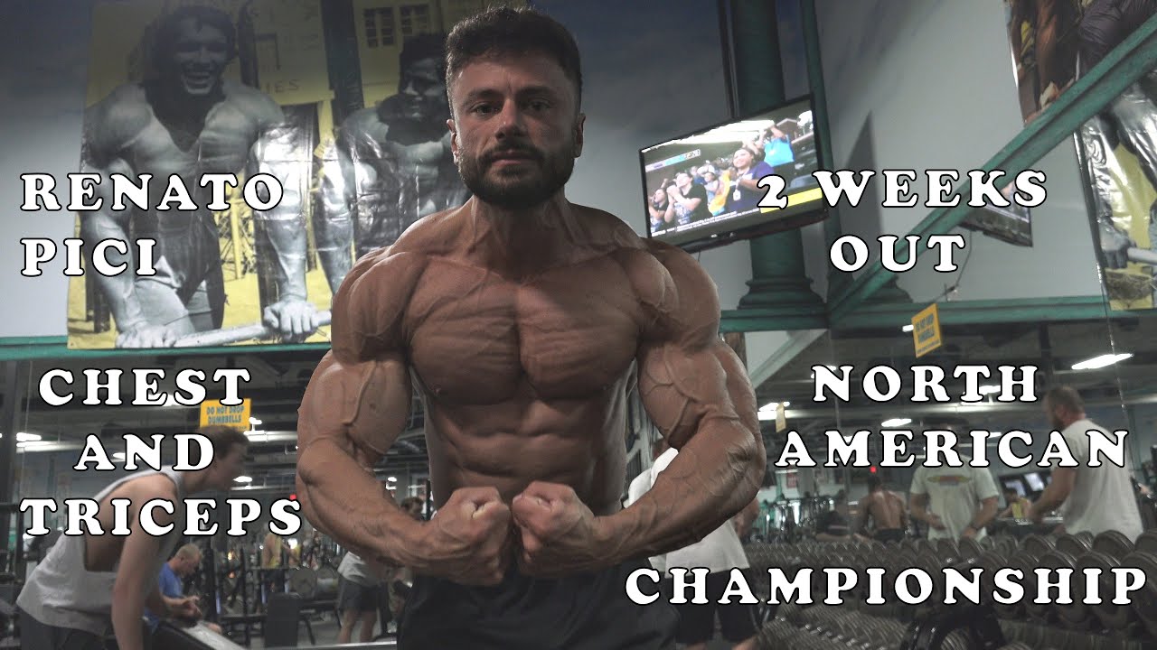 Bodybuilder Classic Physique Athlete Renato Pici Chest And Triceps Video 2 Weeks Out.