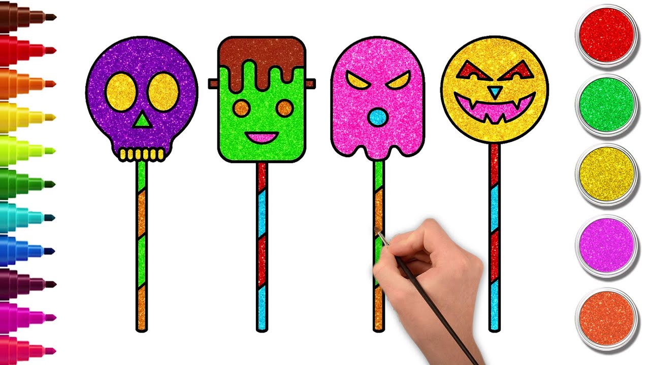 Nghệ thuật Chiki | Cách vẽ kẹo Halloween cho trẻ em💀🍭 | Vẽ và tô màu