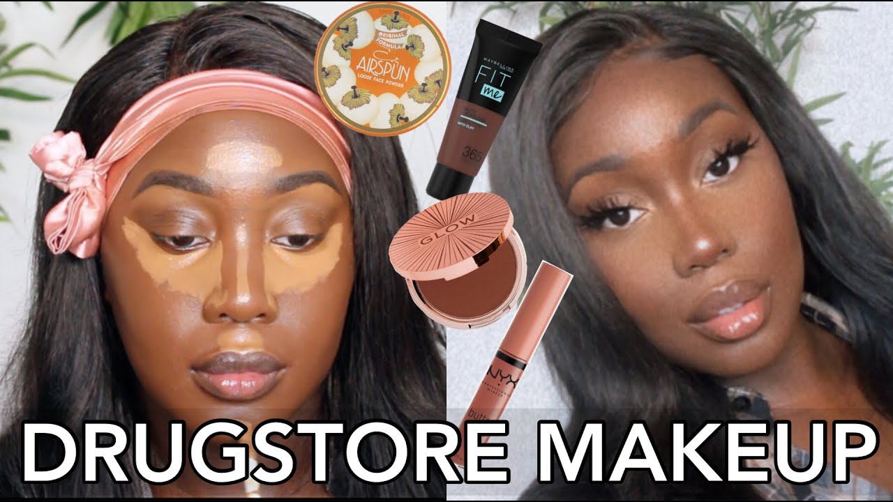 *DETAILED* UNDER £10 PRODUCTS!! EASY DRUGSTORE MAKEUP TUTORIAL | DARK SKIN FRIENDLY | Shaniece Tee