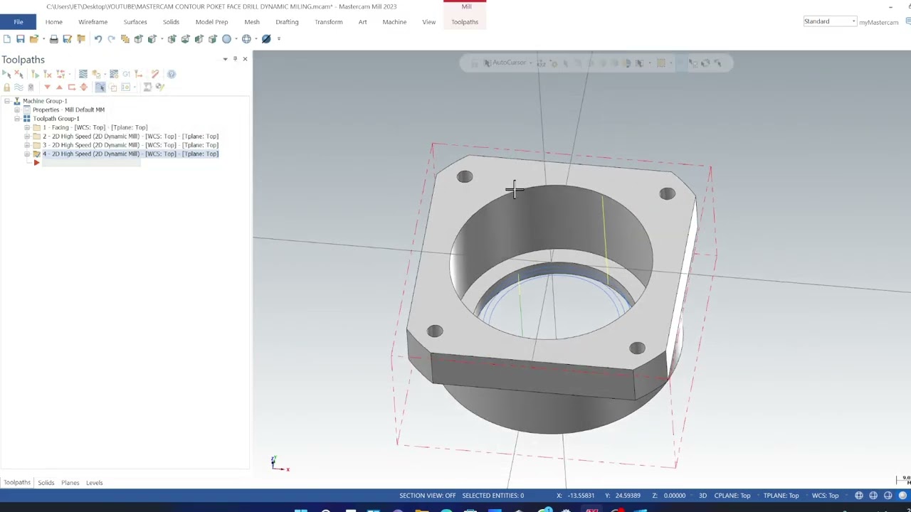 MASTERCAM PROGRAMMING COUNTOUR DYNAMIC FACE DRILING
