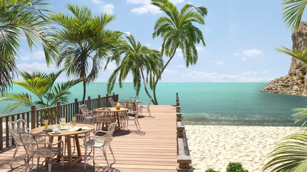Bossa Nova Jazz Music by the Sea | Seaside Coffee Shop with Bossa Nova and Sea Waves Sounds