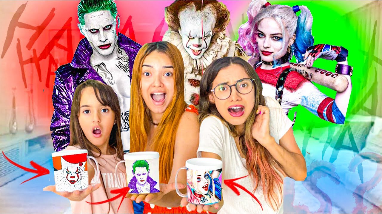 DESENHAMOS A ARLEQUINA, O CORINGA E O IT A COISA NAS CANECAS ÁS 3 HORAS DA MANHÃ - ALGO ESTRANHO
