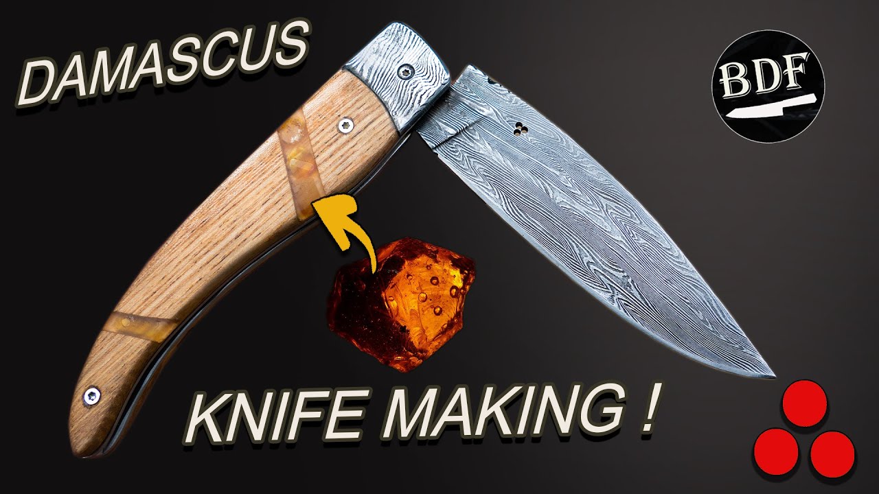 Knife Making - Making a Damascus Folding Knife !!! ASMR...