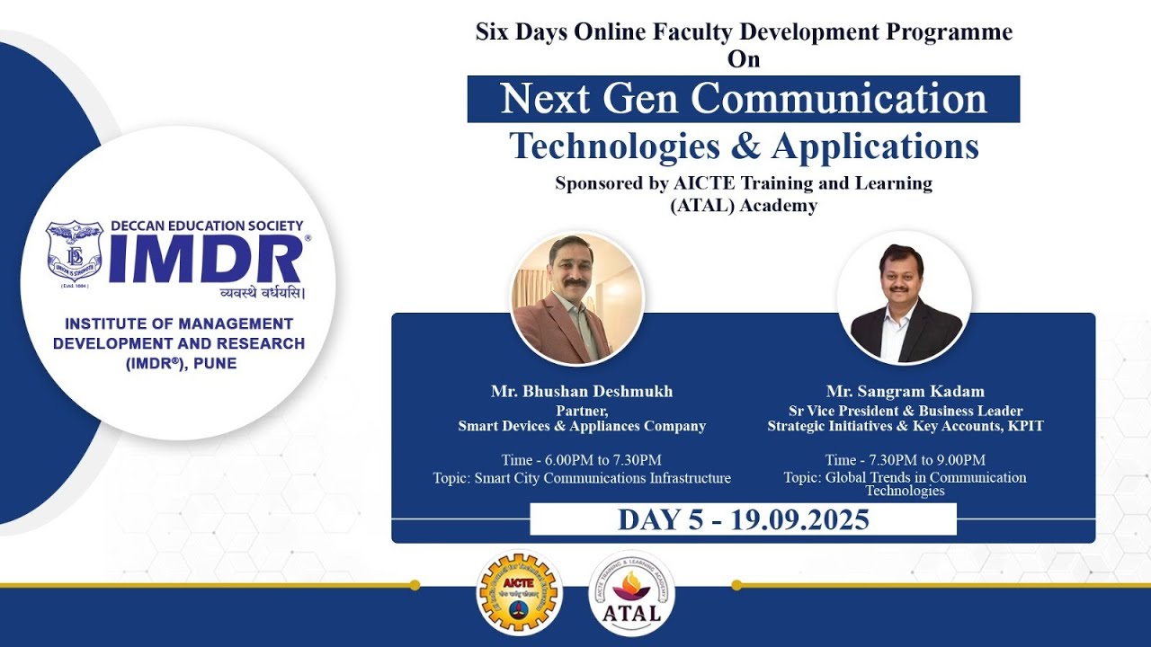 IMDR | ATAL FDP Day 5 | Next Generation Communications : Technologies & Applications
