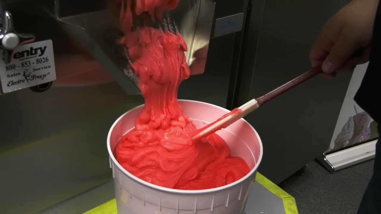 🍧 Step 2: Pouring the Mix into the Batch Freezer | Making Shirley Temple Water Ice