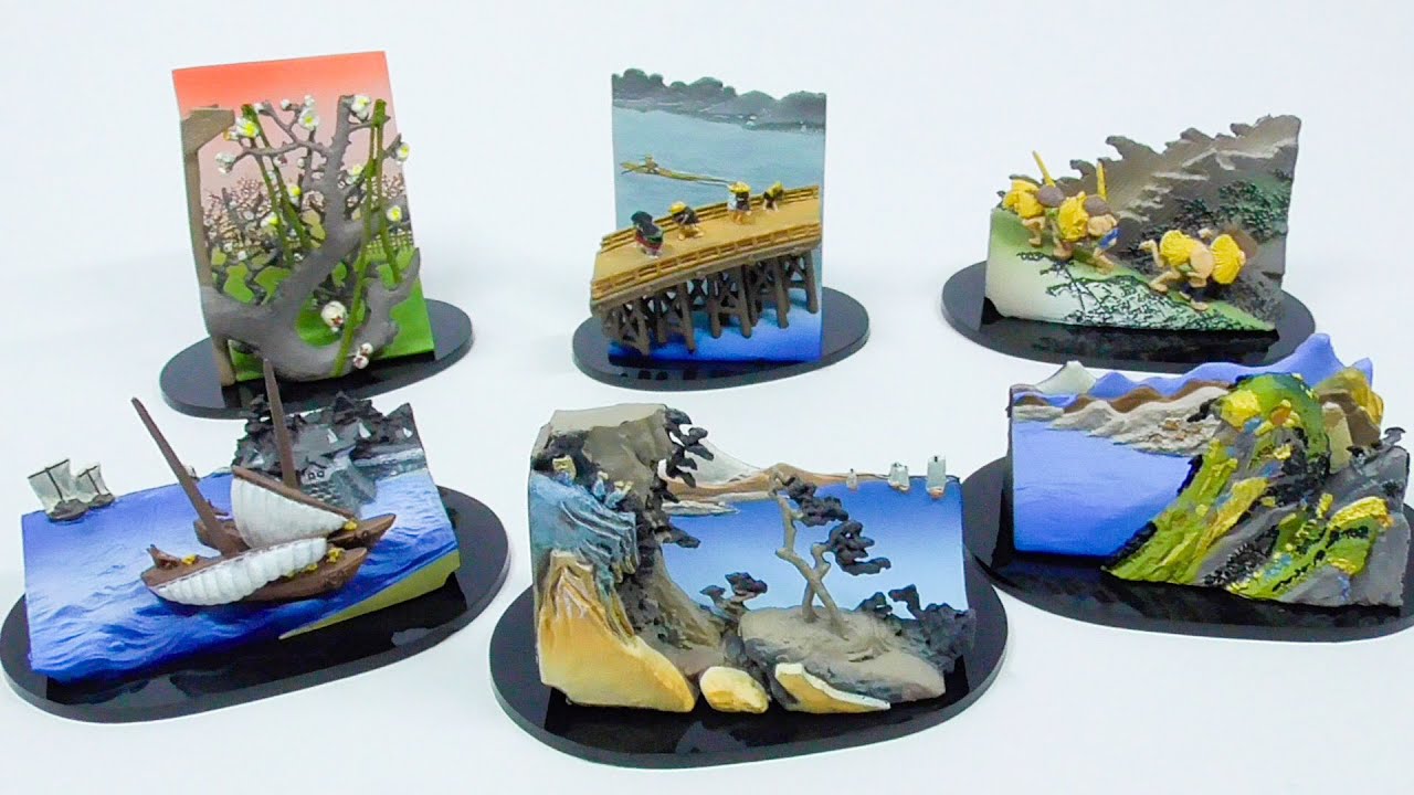 歌川広重 立体組上絵 全6種 Ukiyo-e 3D Figurine【Hiroshige Utagawa】All 6 types