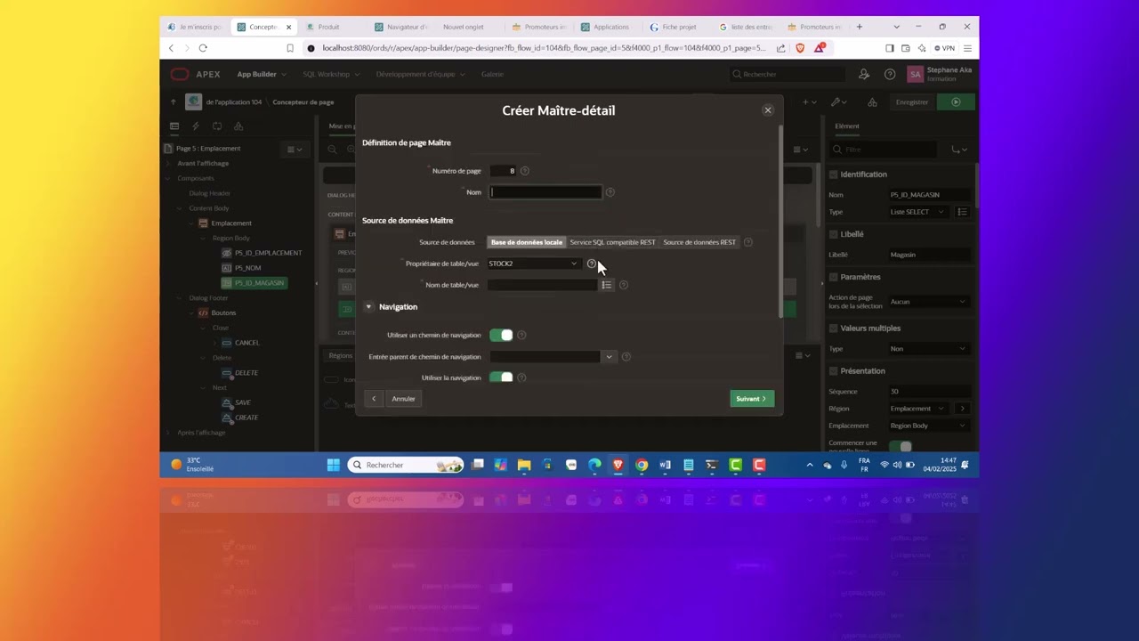 Création d'une Application Simplifiée de Gestion de Stock avec Oracle APEX
