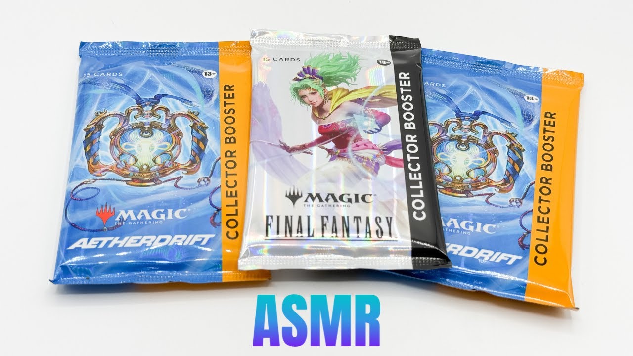 ASMR whispering and gum chewing: Magic The Gathering Collector Booster Packs