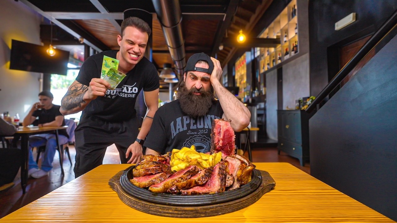 THEY GIVE YOU &euro;200 IF YOU CAN BEAT ITALY'S UNDEFEATED STEAK CHALLENGE IN 15 MINUTES | BeardMeatsFood