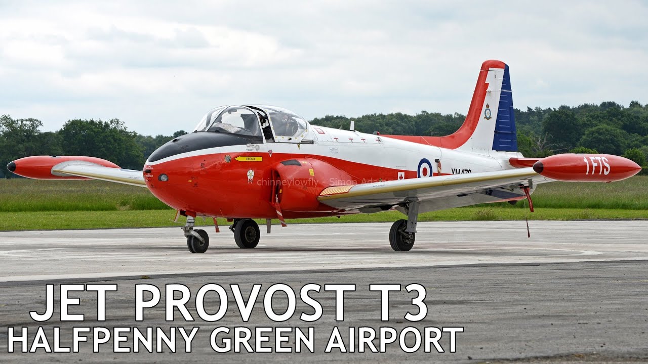 Jet Provost T3 start up, takeoff, low passes and landing