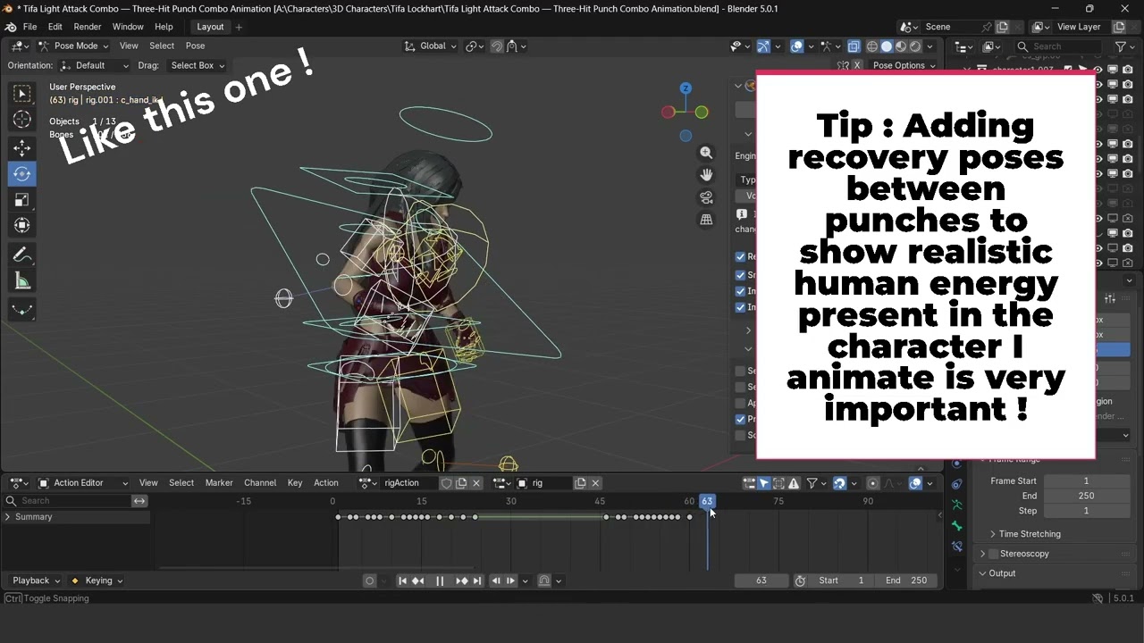 Animating Tifa's 3-Hit Punch Combo — Full Animation Process