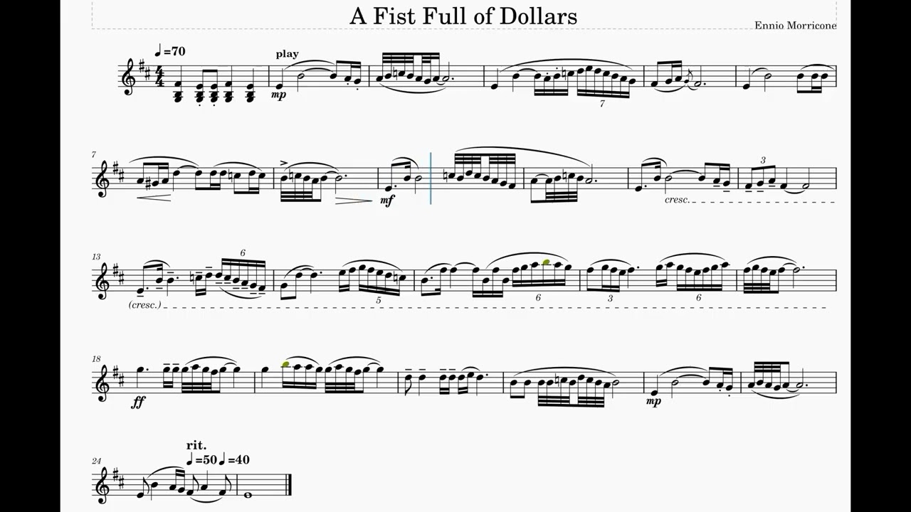 A Fist Full of Dollars Trumpet Score with backing track