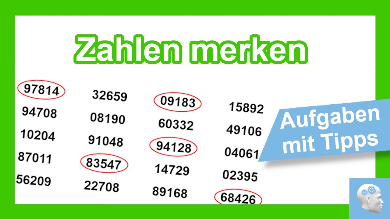Gedächtnistraining - Wichtige Tipps! Zahlen in 90 Sekunden merken - Aufgabe mit Countdown und Lösung