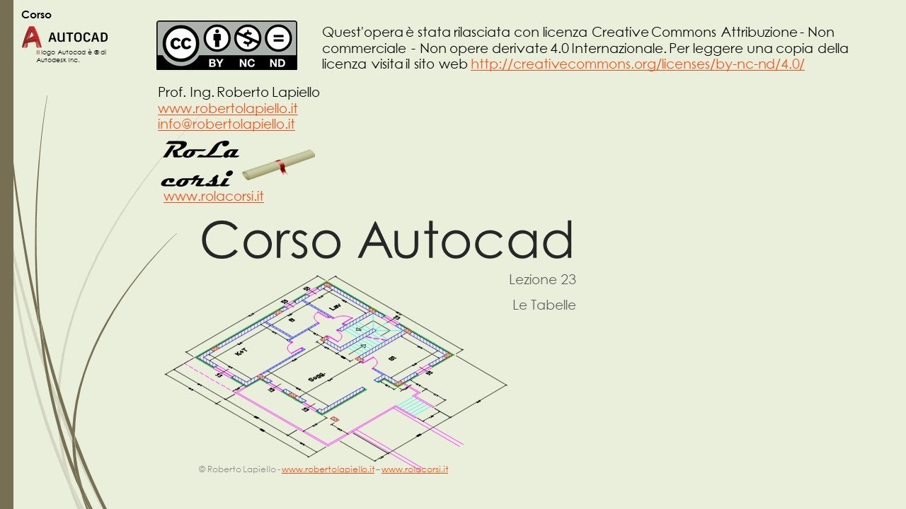 Corso Autocad - Lezione 23 - Le Tabelle