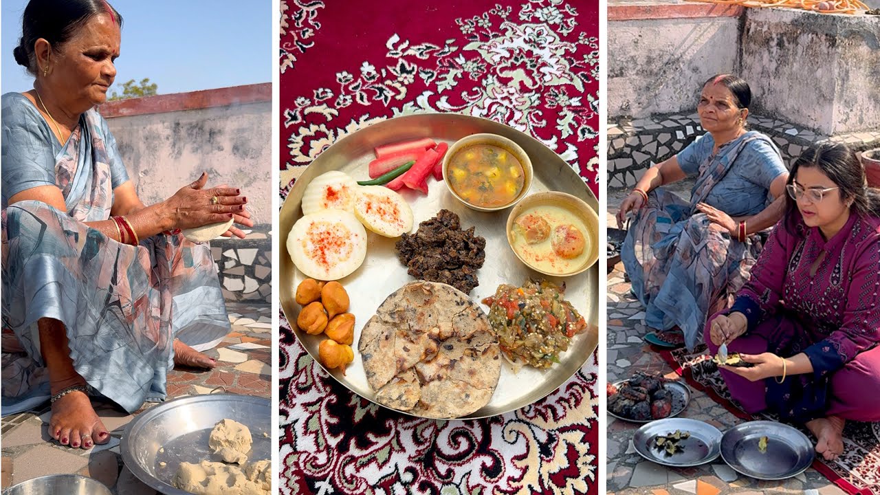 सासू माँ ने बना कर खिलाई गरमा गरम चूल्हे की रोटी #sonalkirasoi Jwar ki roti in our desi chulha