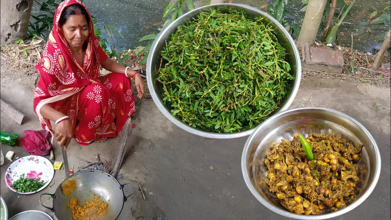 মাঠ থেকে চিকনি শাক তুলে কম তেল মশলায় তরকারি করলাম। TRADITIONAL VILLAGE FOOD