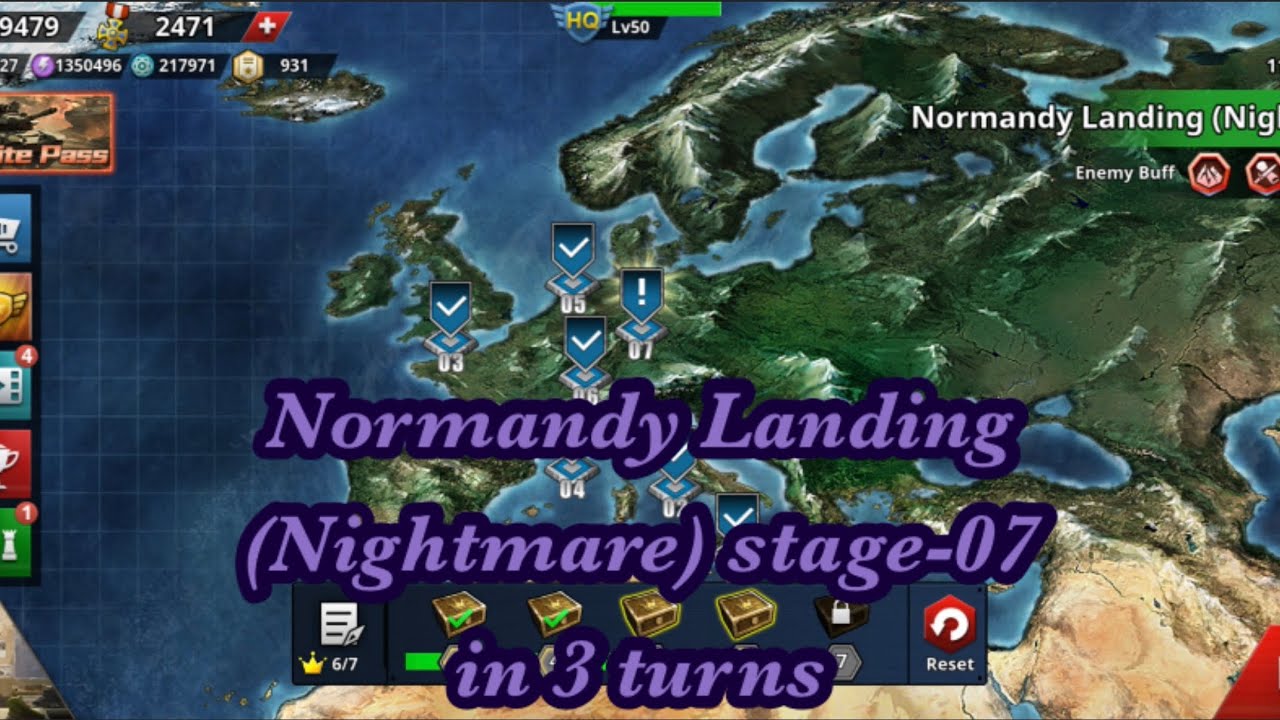 Normandy Landing (Nightmare) stage-07 in 3 turns諾曼第登陸噩夢七3回合速通 /世界征服者4/世界の覇者4/world conqueror4/wc4