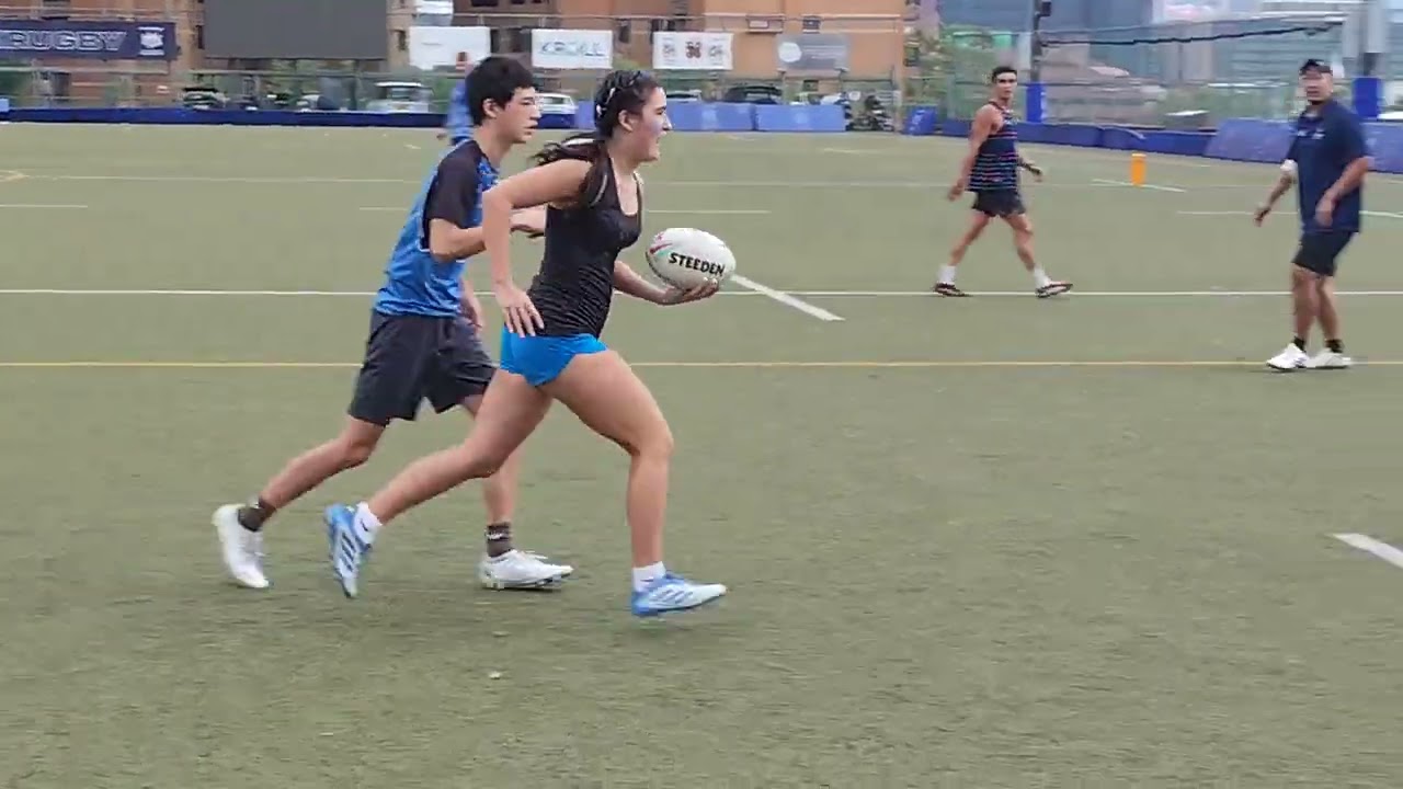 ICHK School Touch Rugby day - first half of Students v Teachers 