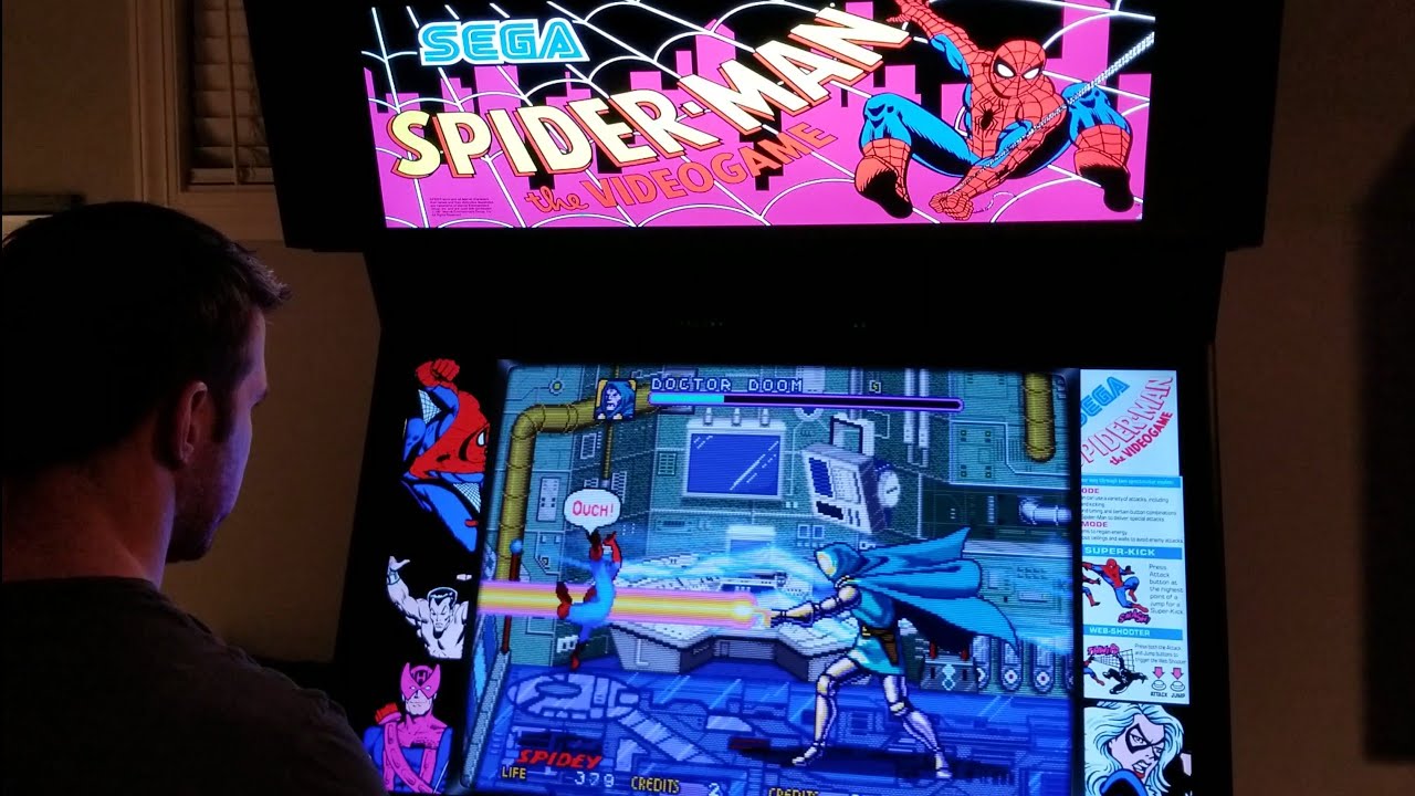 Spider-Man Arcade Cabinet MAME Playthrough w/ Hypermarquee