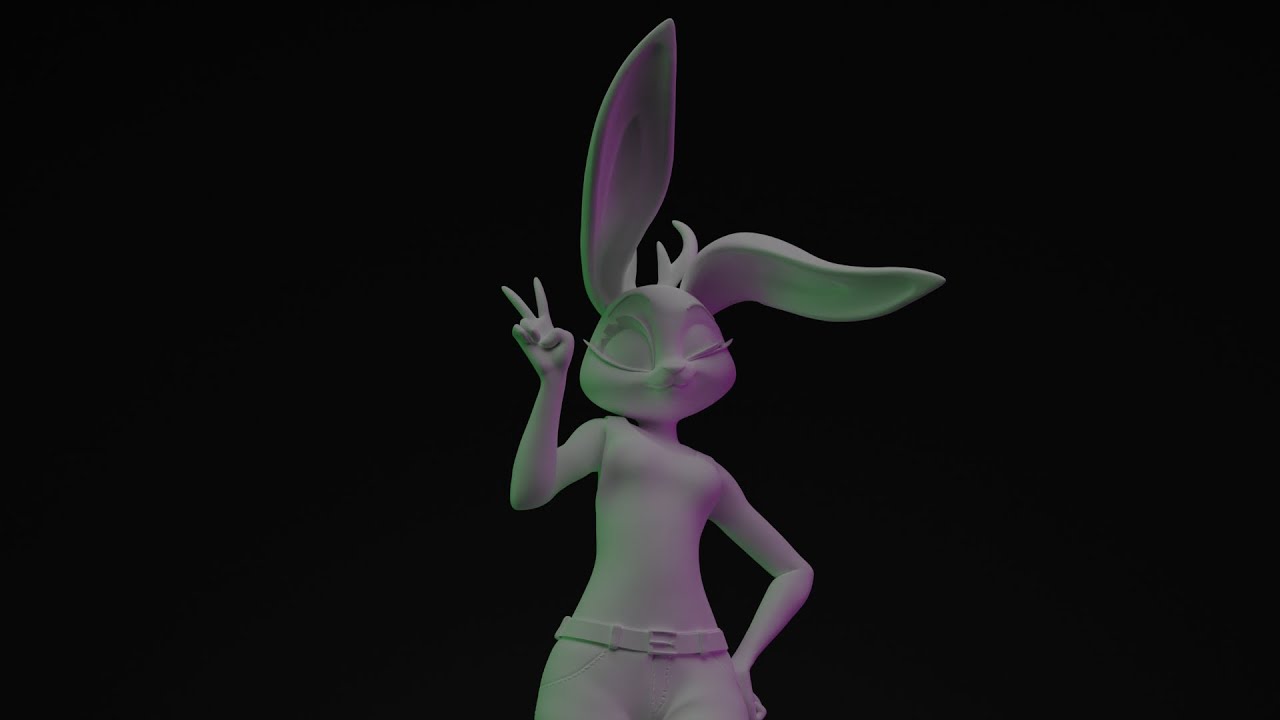 Sculpting wonderful anthropomorphic bunny in zbrush (character by Goldenrod)