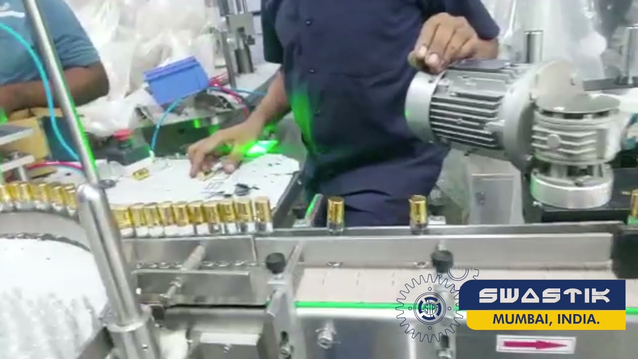 Swastik's Semi Auto Rollon Attar Filling Plugging Capping and Labeling Machine