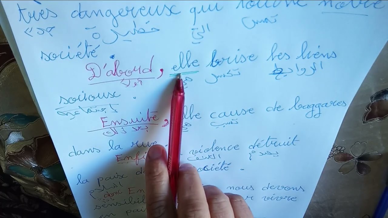 وضعية فرنسية عن العنف لسنة الرابعة متوسط