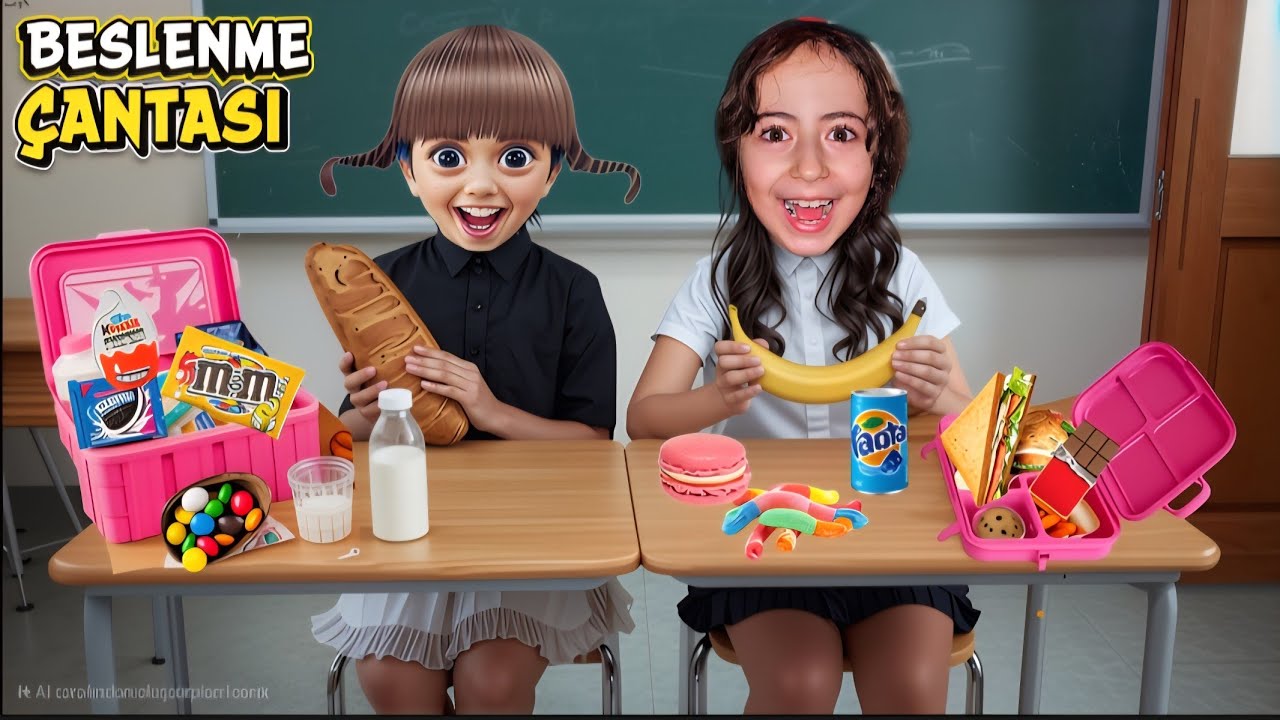 ESMA ve GICIK PELİNSU BESLENME &Ccedil;ANTASINDA NE VAR ! &Ouml;ĞRETMEN BESLENME &Ccedil;ANTAMIZI KONTROL ETTİ ! 